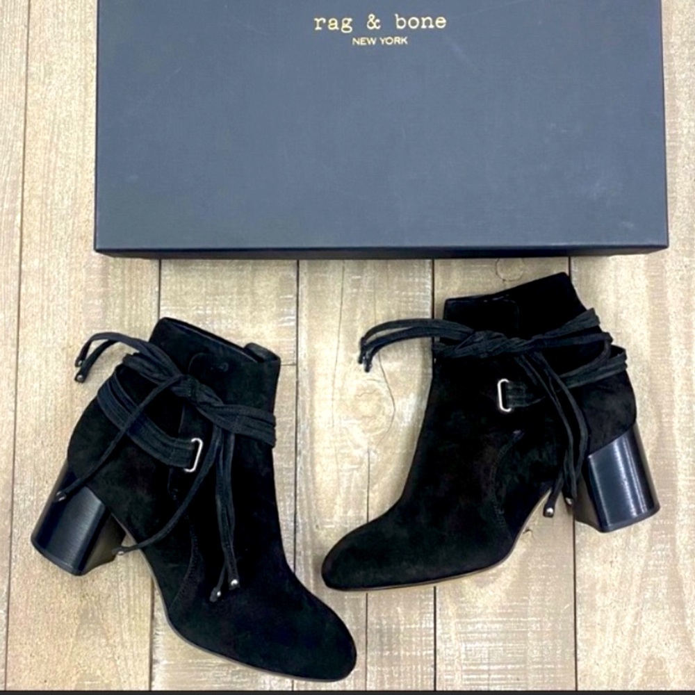 NEW Rag & Bone Dalia II Black Suede Booties